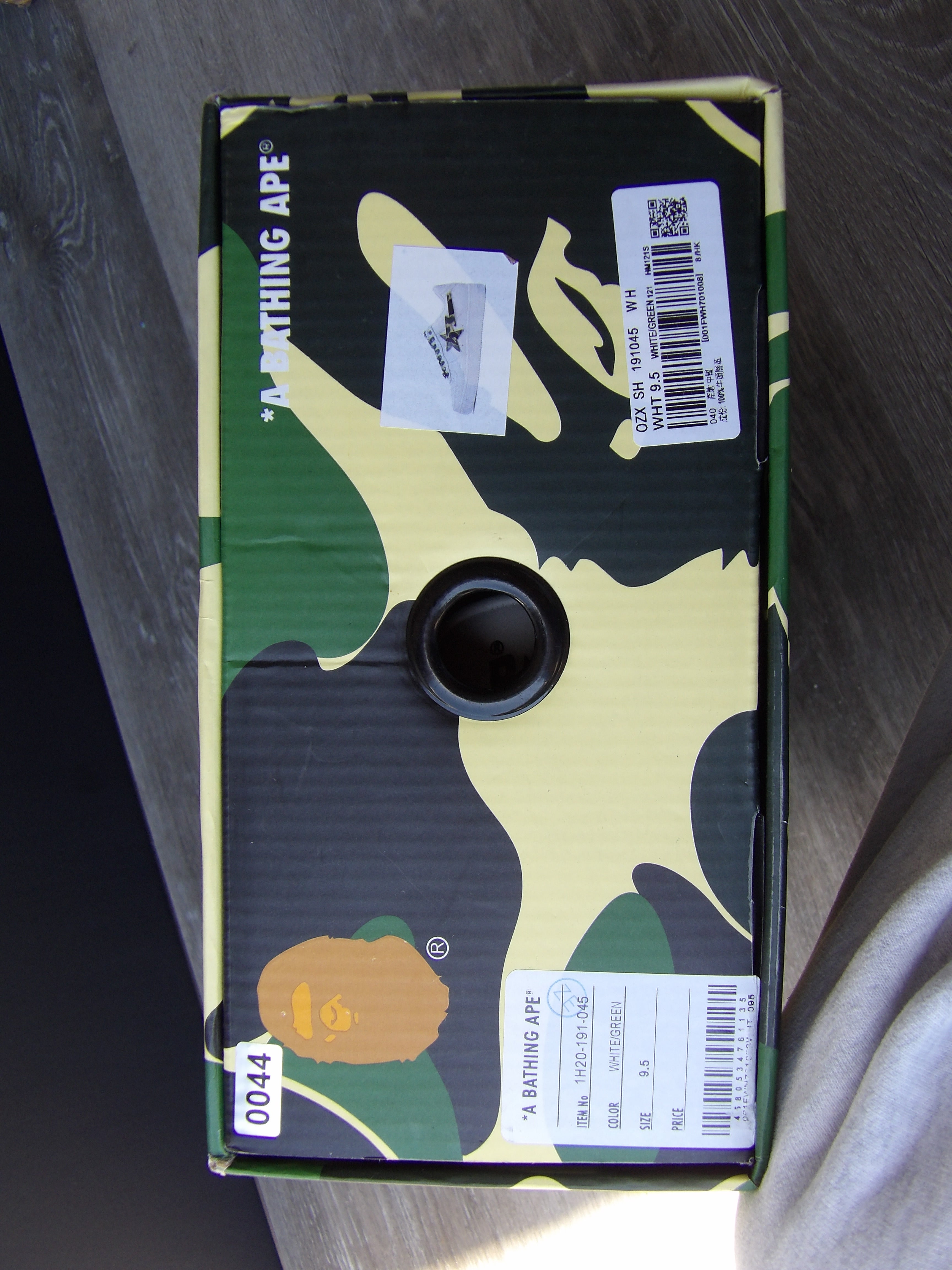 Bape Sta Low White ABC Camo Green size 9.5