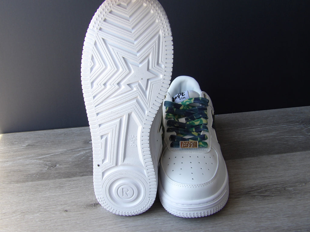Bape Sta Low White ABC Camo Green size 9.5