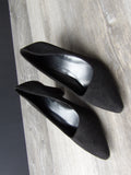 Allegra K Women's Pointed Toe Faux Suede Chunky Block Heel Pumps size 8