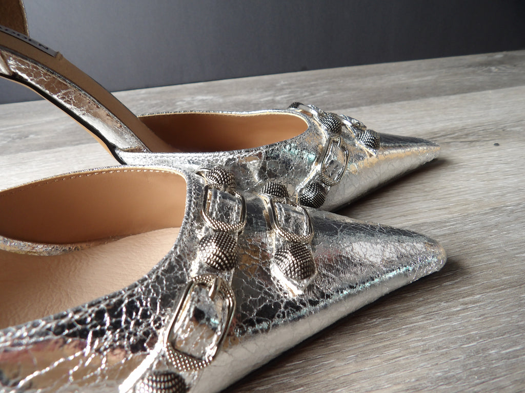 Steve Madden Dali Silver Studded Embelleshied Stiletto Pointed Toe Pumps size 9.5
