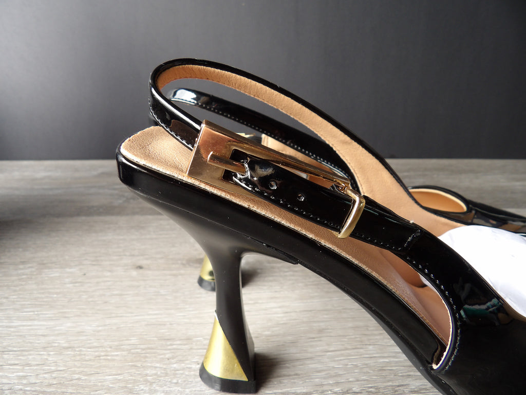 Outlash Black Patent Leather Slingback Pumps size 8.5