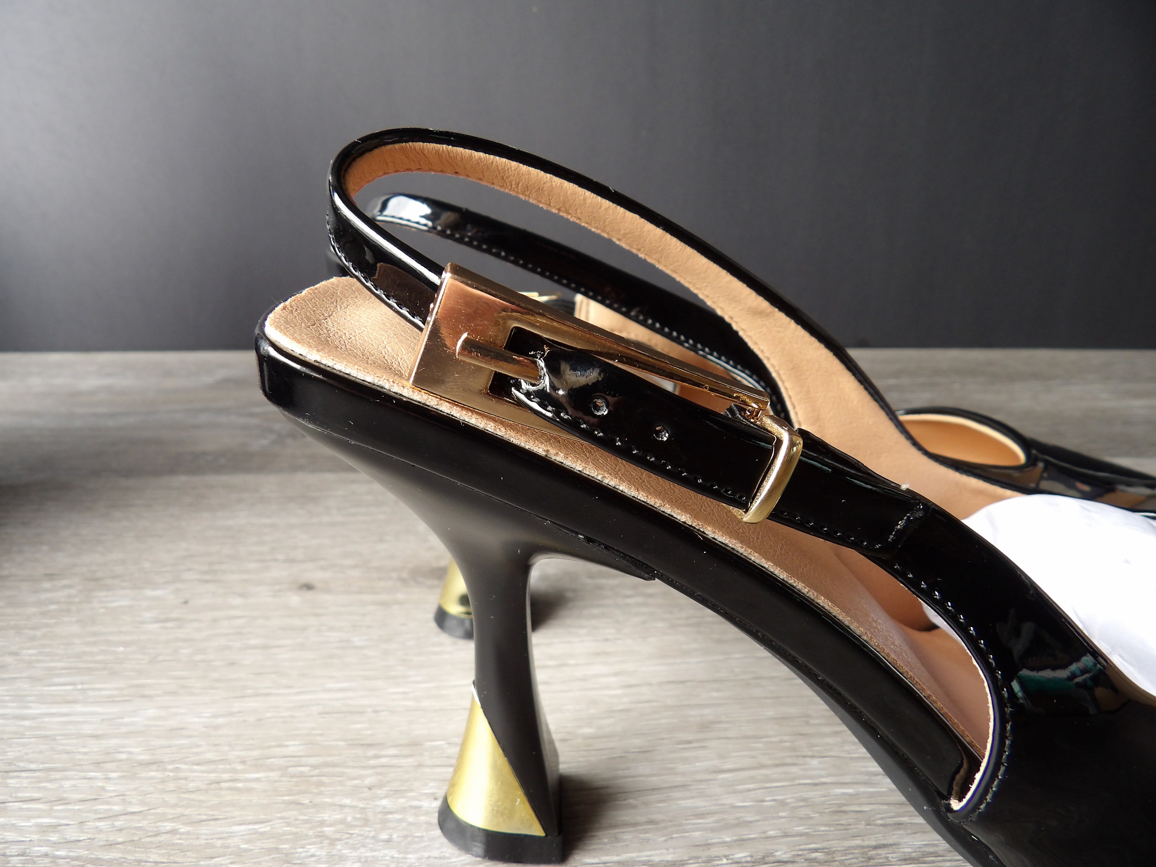 Outlash Black Patent Leather Slingback Pumps size 8.5