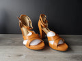 Brown Strappy High Heeled Sandals with Buckle Closure size 36