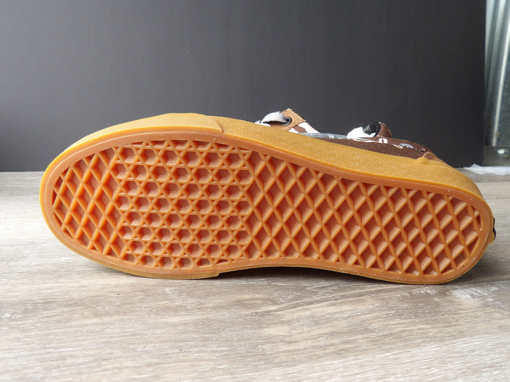 Vans Custom Brown Leather Style Shoes Decorative Sword artwork size 5.5
