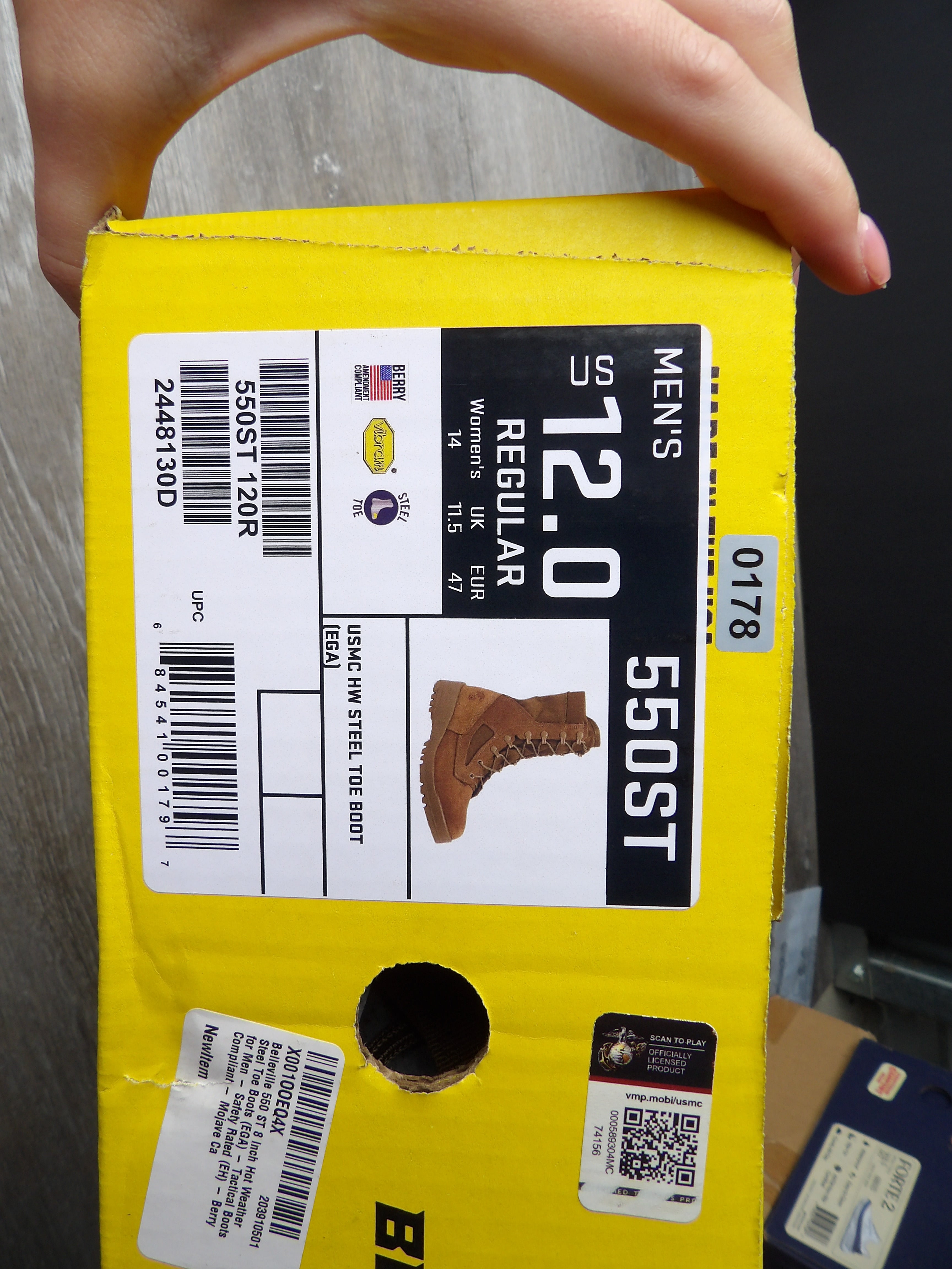 Belleville 550 ST 8 Inch Hot Weather Steel Toe Boots (EGA) size 10