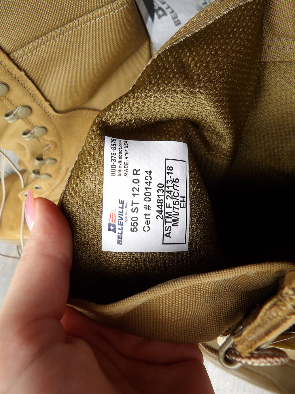 Belleville 550 ST 8 Inch Hot Weather Steel Toe Boots (EGA) size 10