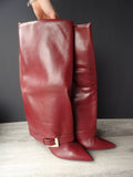 Gisel Moire Samantha Buckle-Detail Inspired Slouch Boots size 9.5