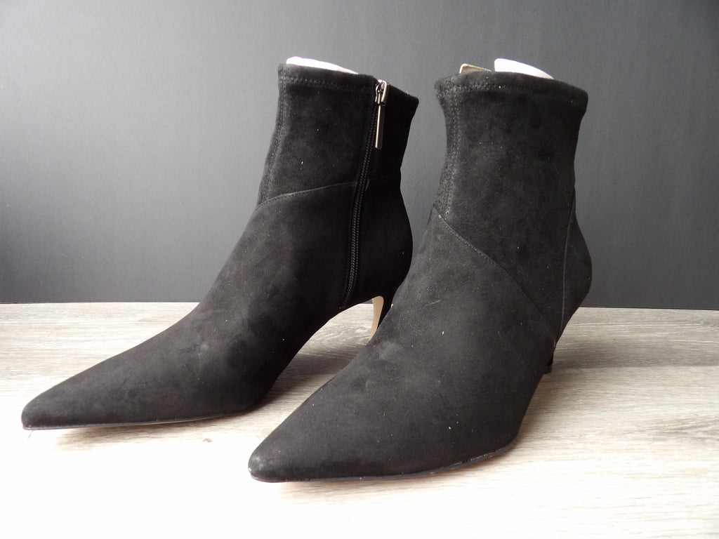 Black Suede Pointed Toe Ankle Boots size 8