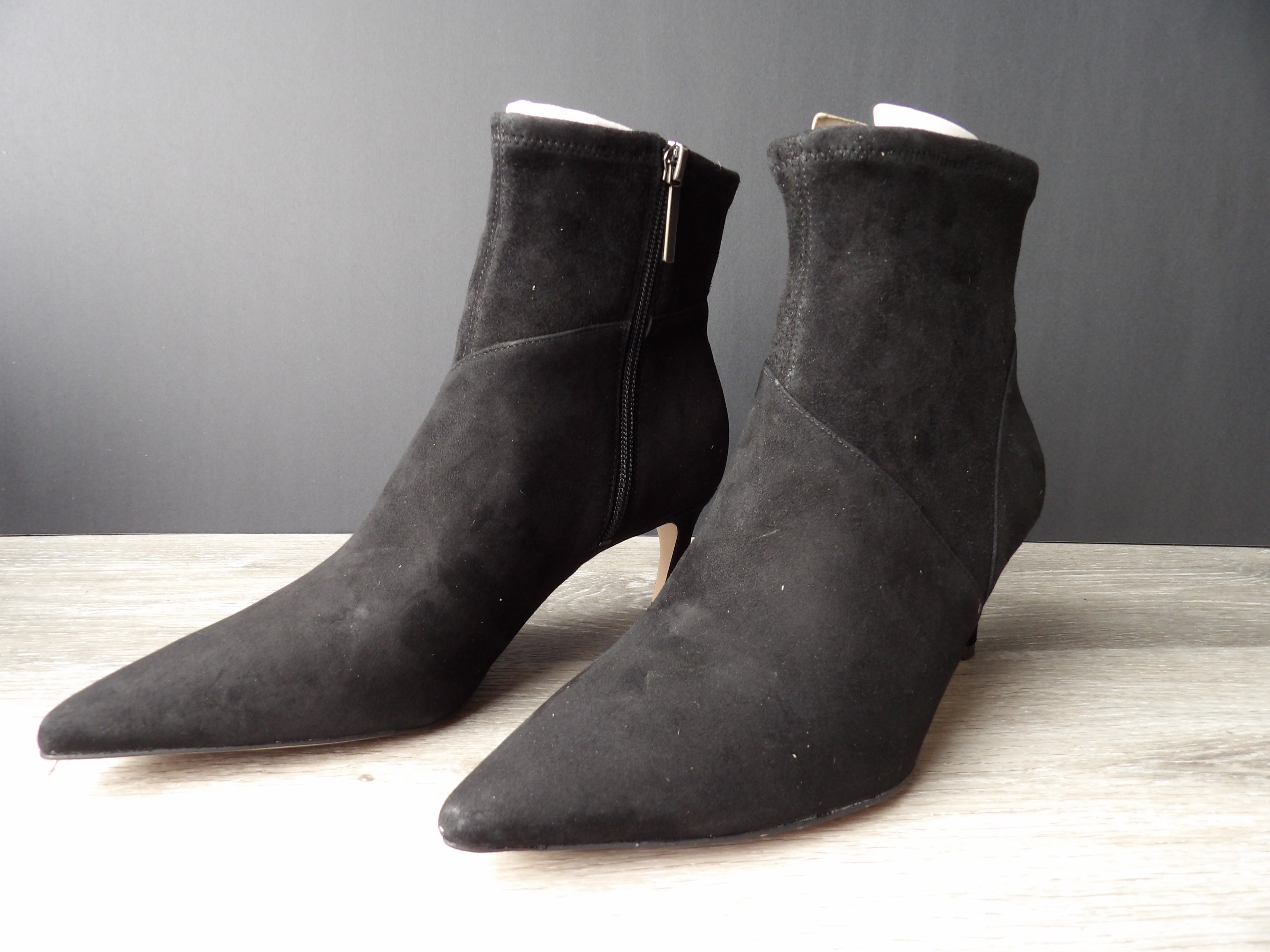 Black Suede Pointed Toe Ankle Boots size 8