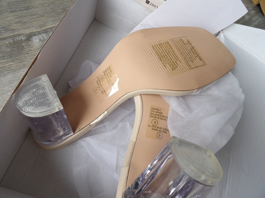 Chase and Chloe Stylish Clear Stap on Slip on heel size 9
