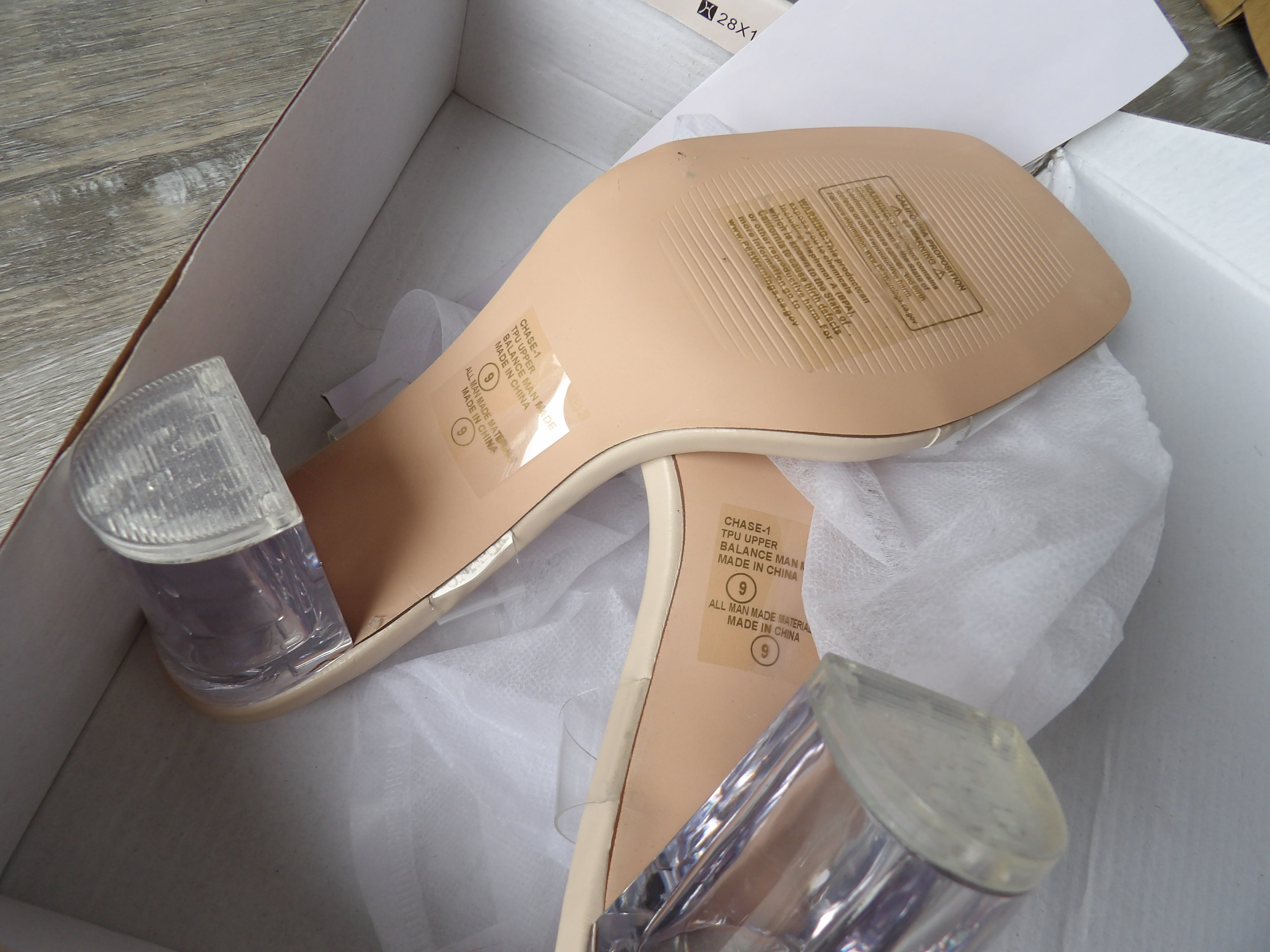 Chase and Chloe Stylish Clear Stap on Slip on heel size 9