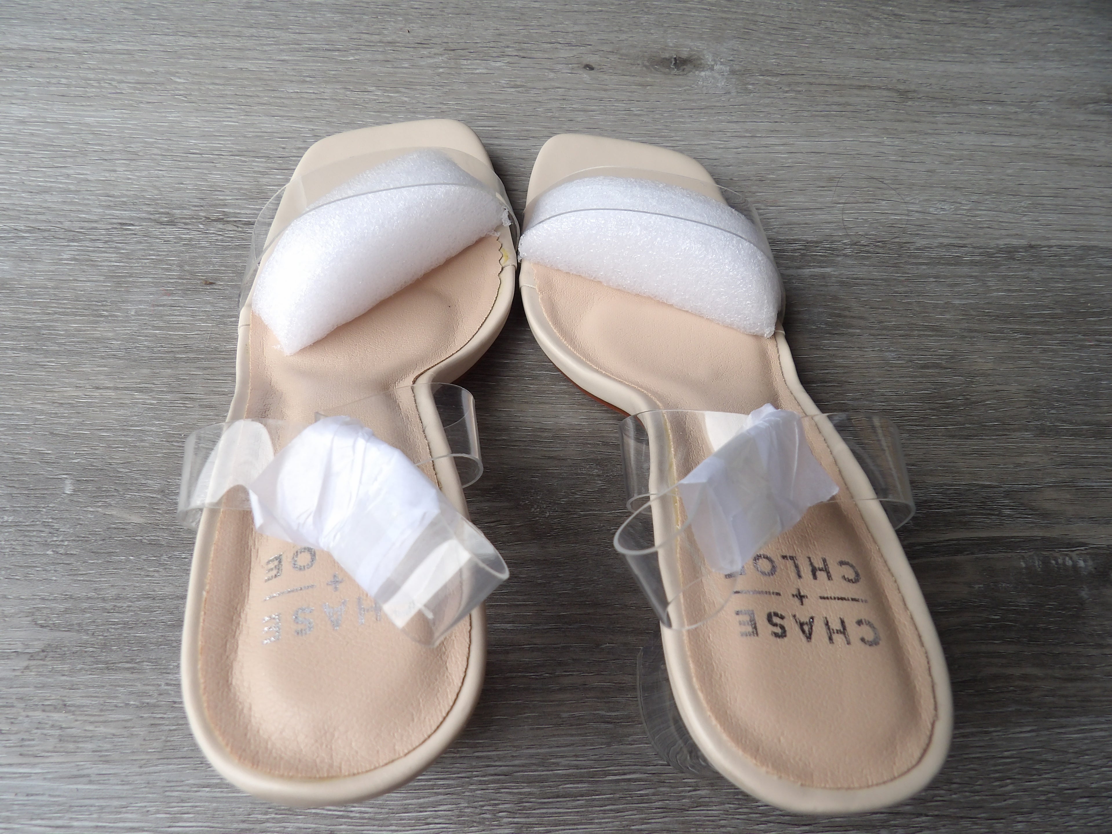 Chase and Chloe Stylish Clear Stap on Slip on heel size 9