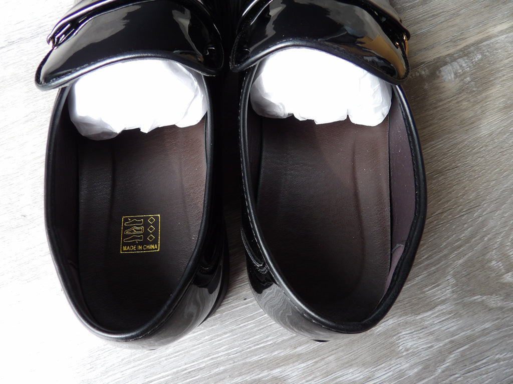 JINGPIN Black Patent PU Leather Men’s Business Slip-On Loafers size 45