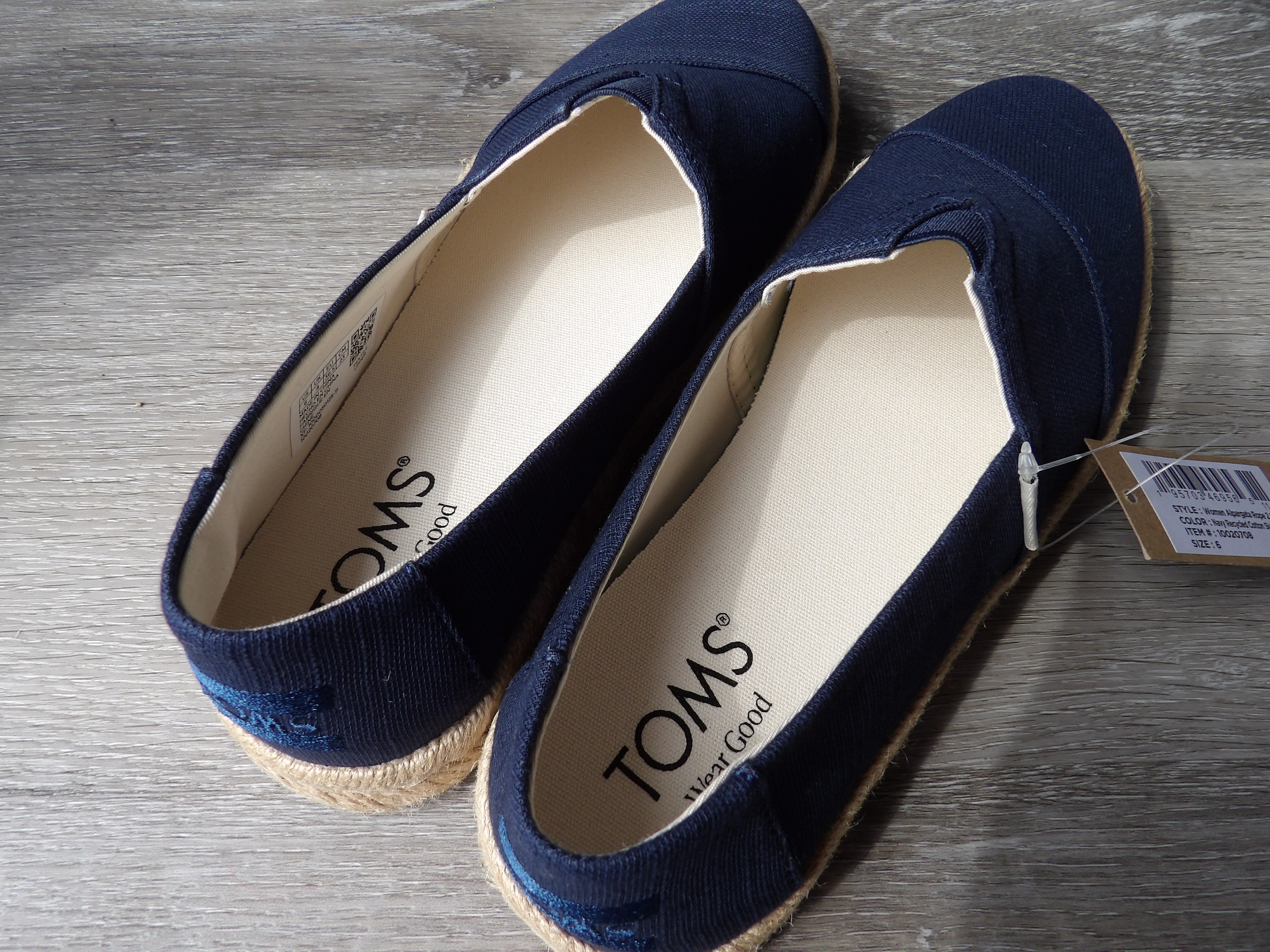 TOMS Womens Alpargata Rope 2.0 Espadrille Slip on shoes size 6