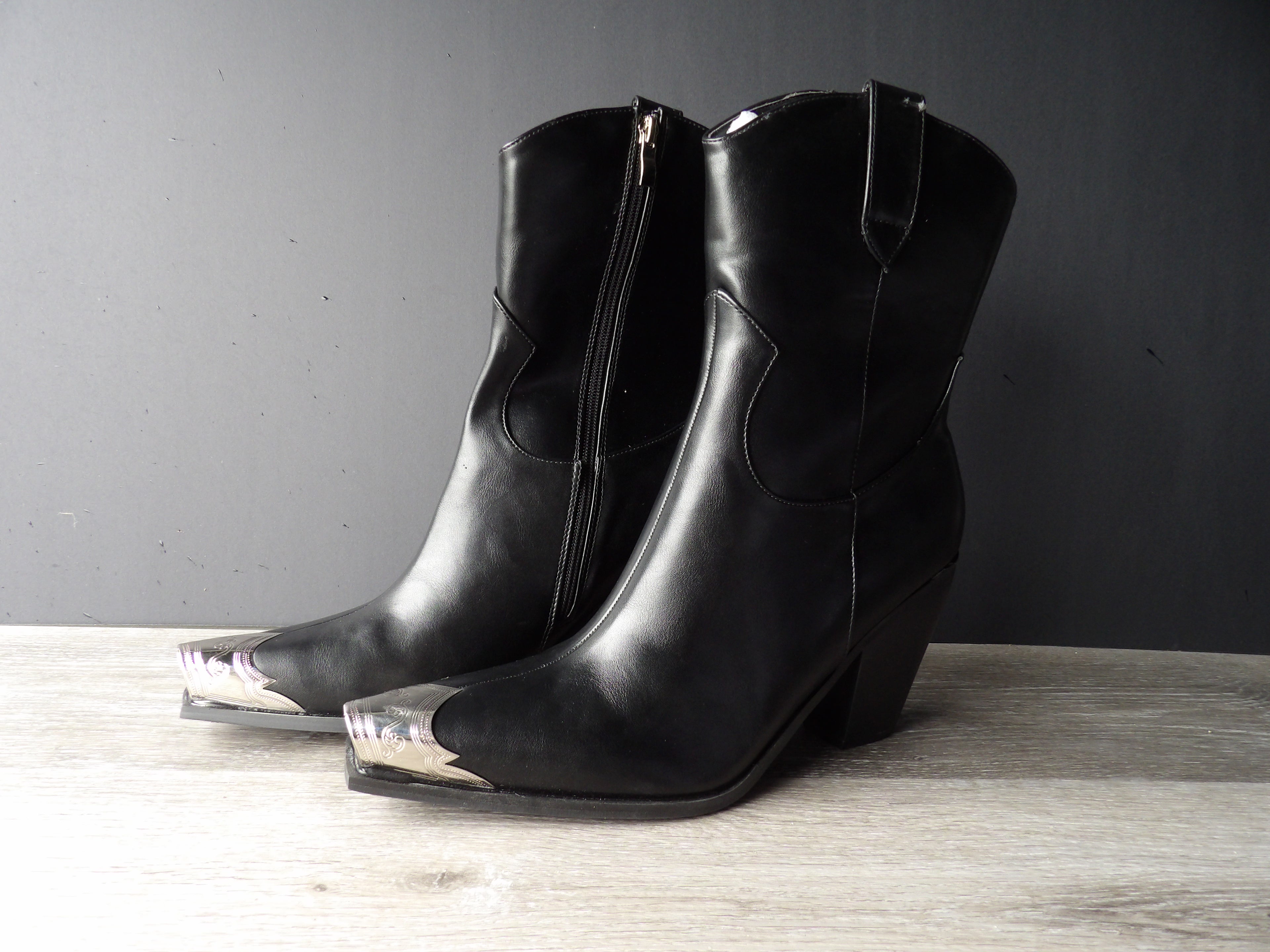 Fashion Nova black western ankle boots size 10
